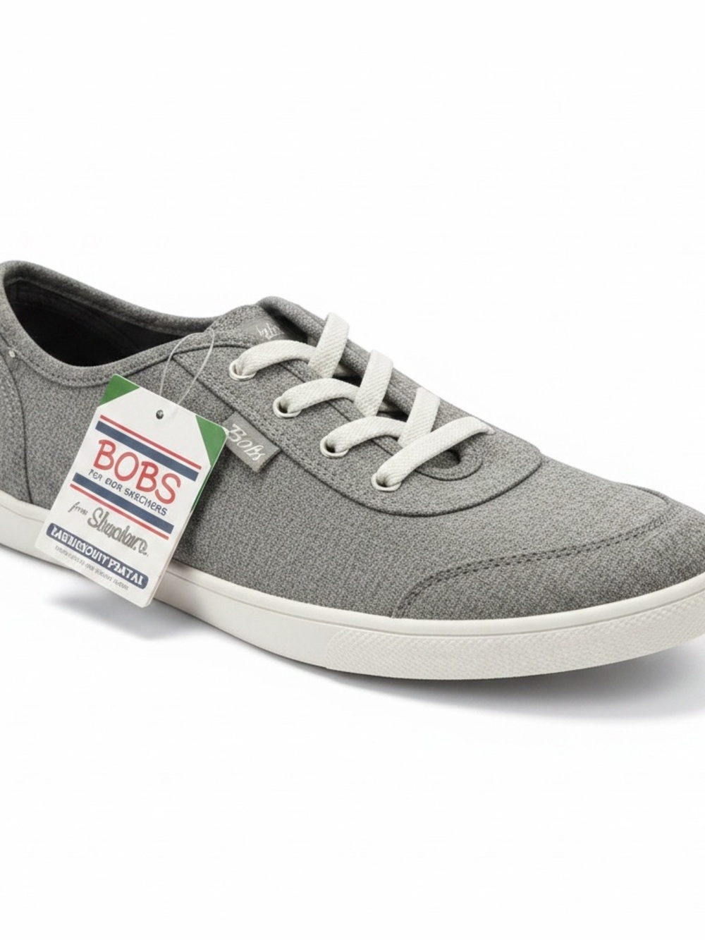 BOBS from Skechers Women's Gray Canvas Low-Top Sneakers with White Laces
